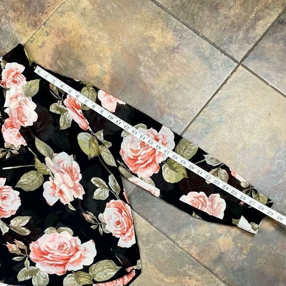Soho Jeans New York & Company Floral Keyhole Sheer Wrap Blouse Large - Picture 6 of 11